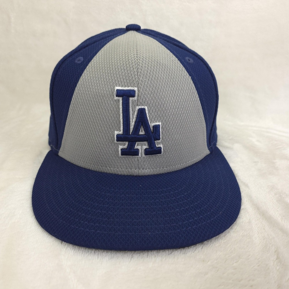 Los Angeles Dodgers Hat Players Cap Mens Fitted 7 3/8 Blue MLB Baseball New Era